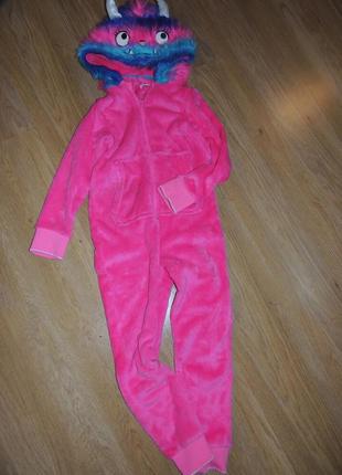 Теплая пижама 3-5р. плюшевая кигуруми кігурумі ромпер монстрик