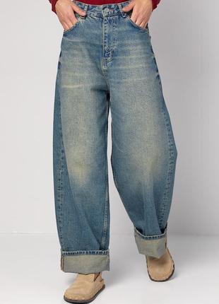 Джинси жіночі wide leg з потертостями (34251)