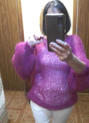 Мохеровий светр павутинка в'язаний светр ручної роботи