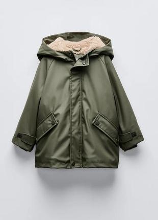 Дощовик на дівчинку хакі з підкладкою овчина zara new