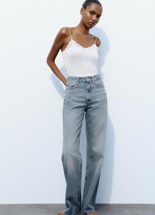 Широкі джинси zara trf з високою посадкою