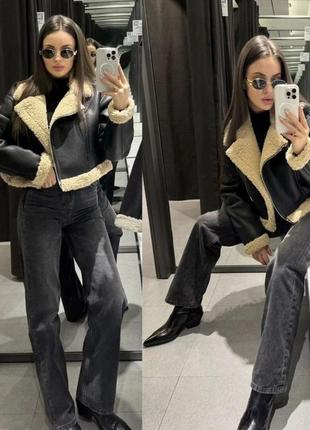 Джинси чорні довгі широкі regular fit 34 36 zara 8228/029