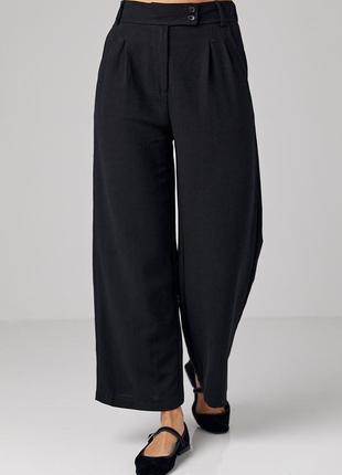 Жіночі вкорочені лляні штани - чорний цвет, m (є розміри)