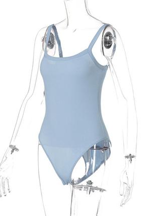 Ніжно небесно-голубе  рубчик,утягуюче боді жіноче8 фото