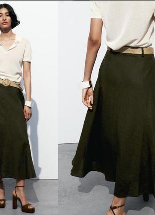 Льняная юбка zara макси