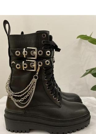 Ботинки zara кожаные