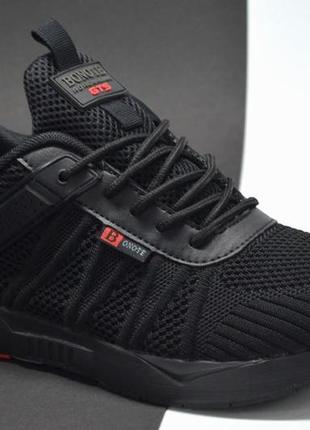 Підліткові демісезонні кросівки сітка чорні з червоним bonote 90523