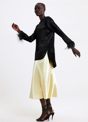 Сатинова спідниця zara у білизняному стилі2 фото