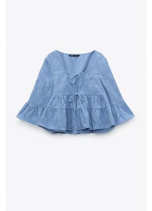 Кофтинка вкорочена синя на завʼязках zara