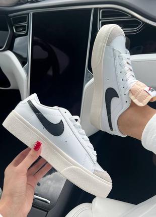 Кеды кроссовки натуральная кожа nike blazer low white black