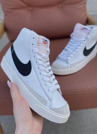 Кеды высокие кроссовки натуральная кожа nike blazer vintage'77 white black