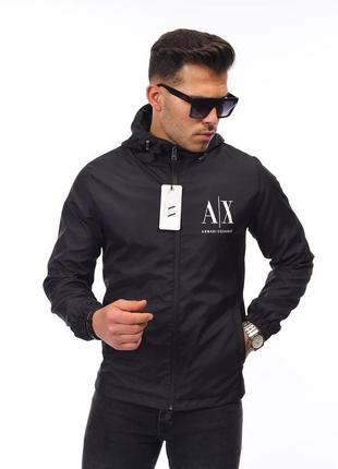 Брендовая мужская ветровка / качественная ветровка armani в черном цвете