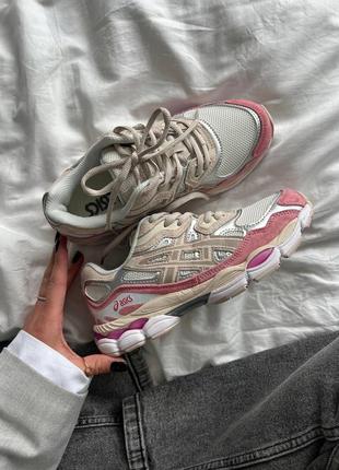 Кроссовки в стиле women asics gel nyc grey/pink