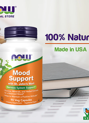 Now foods, mood support зі звіробою, 90 рослинних капсул