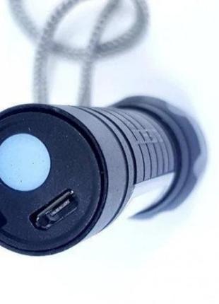 Мощный фонарь карманный аккумуляторный портативный police bl-511 на аккумуляторе с cob zoom usb в кейсе3 фото