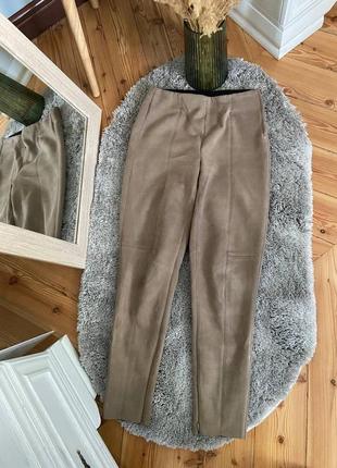 Брюки zara замшеві штани з швом