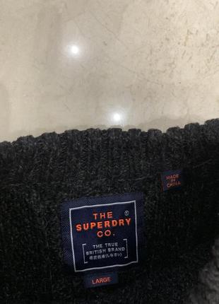 Светр вовняний джемпер світшот вязаний superdry сірий6 фото