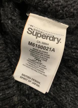 Светр вовняний джемпер світшот вязаний superdry сірий7 фото