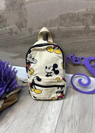 Дитячий рюкзак disney baby zara дошкільний міккі маус 2 в 1 з бананкою колір бежевий