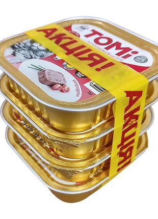 Акция 3+1 tomi veal poultry томі телятина птиця консерви для котів, паштет