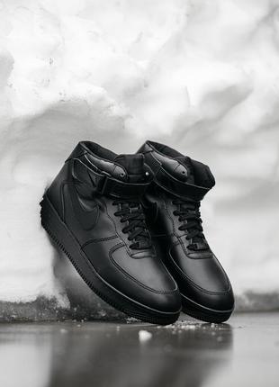 Зимние мужские кроссовки summary air force 1 high black (мех) 41-42-44