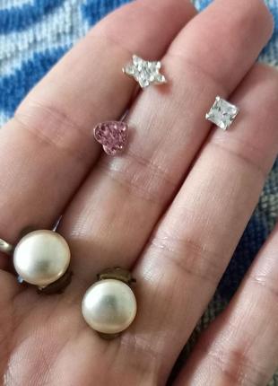 Лот 925 серебро серебряная моно серьга серьги пусеты гвоздики  клипсы