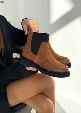 Женские ботинки из натуральной замши рыжего цвета 😍 54233 фото