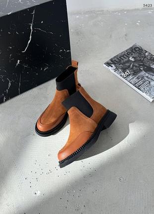 Женские ботинки из натуральной замши рыжего цвета 😍 54239 фото