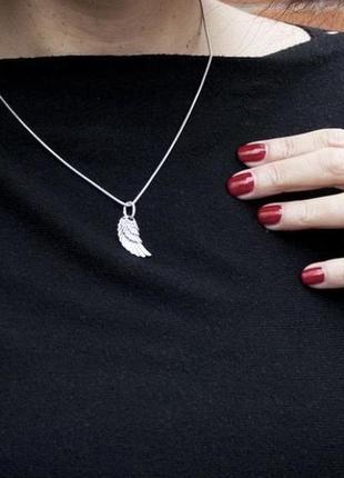 Серебряный винтажный кулон крыло ангелочка3 фото