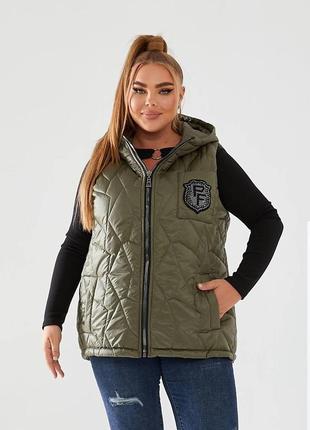 Женская жилетка жилет с капюшоном осень деми