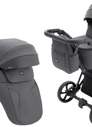 Детская комбинированная коляска 2 в 1 bair zoom soft bair 680787 цвет черный, коляска полный компект дождевик