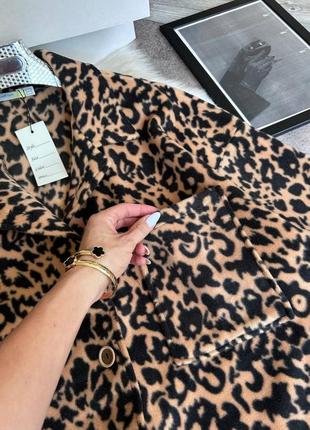 Флісова оверсайз сорочка лео, жіноча подовжена сорочка, флисовая удлиненная рубашка свободного кроя