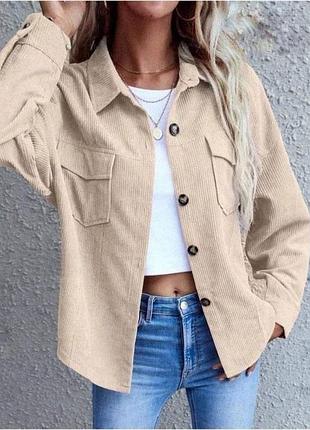 Вельветова сорочка оверсайз подовжена на гудзиках рубашка бежева графітова базова трендова стильна