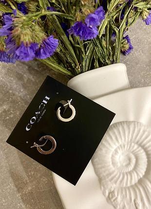 Нові сережки coach 🔥🤍 срібло 925 колечки  pave