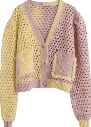Zara кардиган двухцветный на пуговицах
