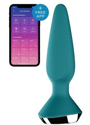 Анальна вібро пробка з двома моторами та керуванням телефоном satisfyer plug-ilicious 1 petrol