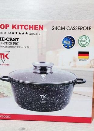 Кастрюля top kitchen (черный в белую точку, черный в оранжевую точку и синий) tк00052 24см 4,2 л4 фото