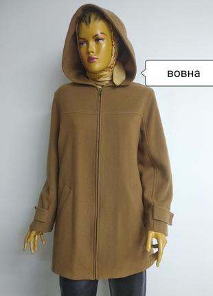 Винтажное шерстяное демусезонное пальто с капюшоном свободного прямого кроя куртка пальто бежевое кэмэл l xl