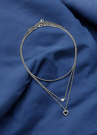 Набор кулонов в виде сдец. колье из трех цепочек, подвески 3шт. набор аксессуаров. колье и ожерелья.3 фото