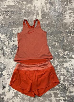 Женский женский спортивный комплект набор фитнес шорты топ шорты майка nike