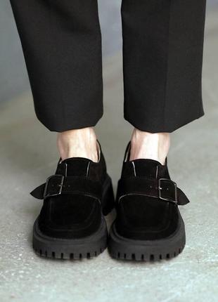 Туфли женские замшевые 4s 584923 черные2 фото