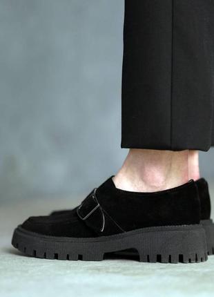 Туфли женские замшевые 4s 584923 черные3 фото