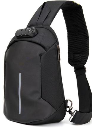 Эргономичный рюкзак через плечо с кодовым замком текстильный vintage 20553 черный