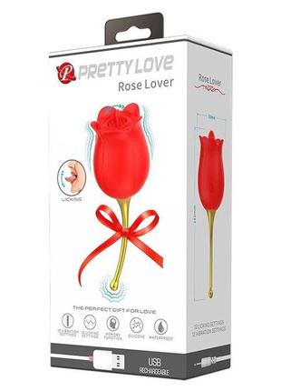 Вибратор с язычком в виде розы стимулятор клитора и сосков pretty love rose lover