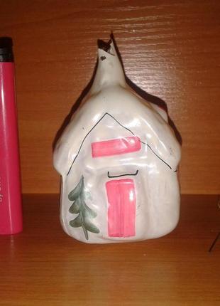 Ялинкова іграшка срср "будиночок з ялинками" новий рік прикраса.