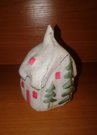 Ялинкова іграшка срср "будиночок з ялинками" новий рік прикраса.