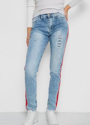 Джинсы с лампасами, цвет голубой, 247r1543