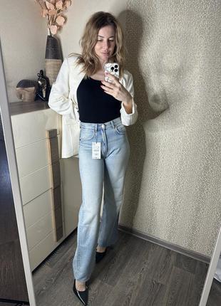 Голубые джинсы wide leg