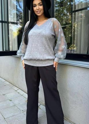 Ангоровая кофточка х гепюровыми рукавами