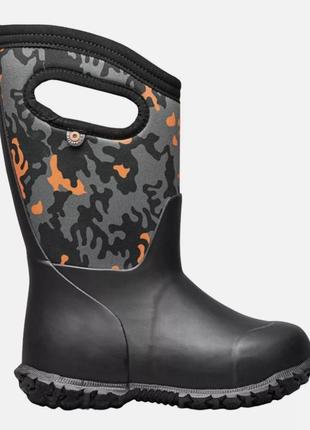 Cапоги резиновые осень/зима bogs waterproof 31 черно-оранжевый